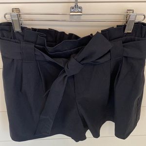 Zara TRF Collection Navy Blue Paper Bag High Waist Shorts